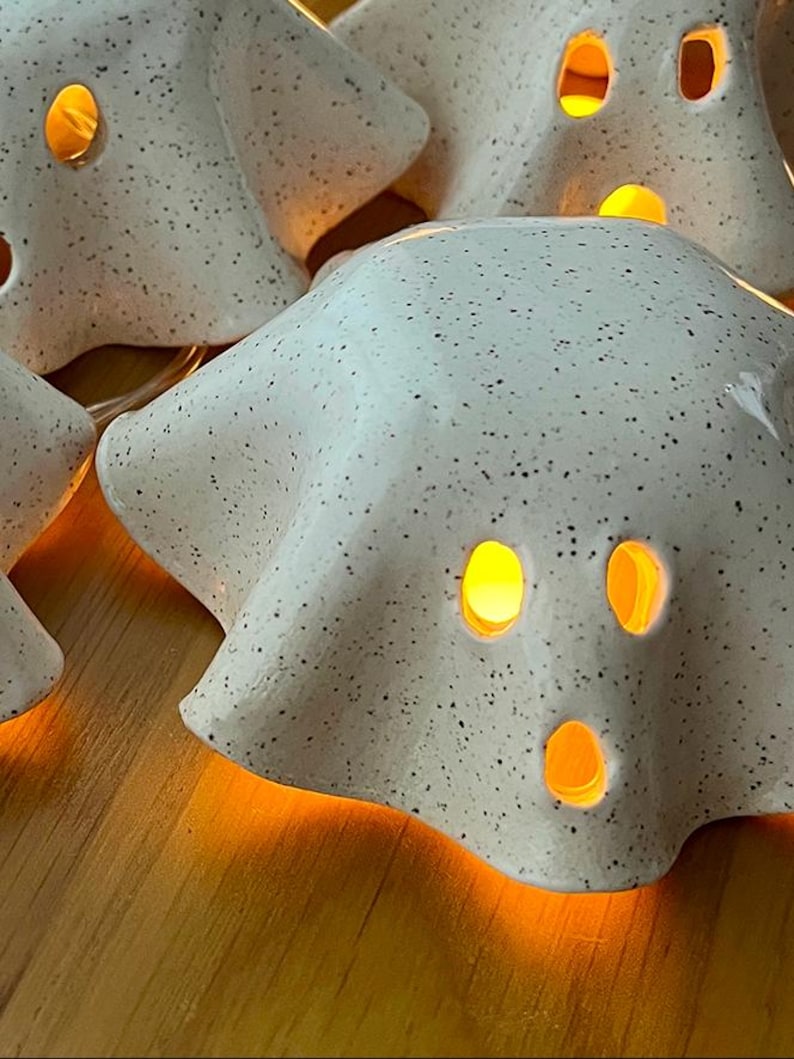 Handmade Ceramic Ghost Figurine with light