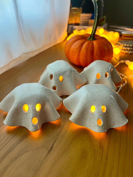Handmade Ceramic Ghost Figurine with light